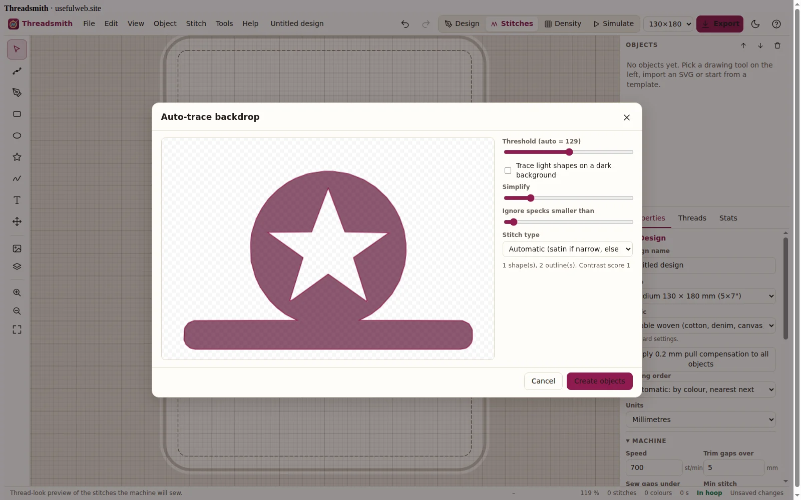Bitmap backdrop with auto-traced shapes